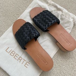 Black woven sandals